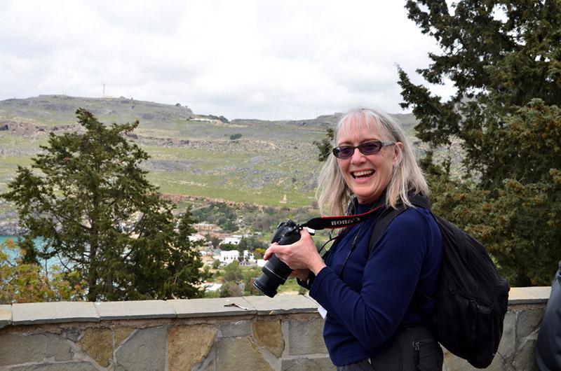 Gail Fox photographs the picturesque town of Lindos on the Island of Rhodes