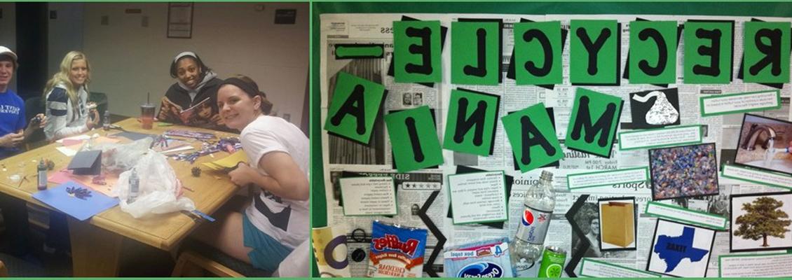 Two photos showing a group working on Recycle Mania